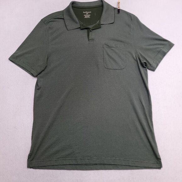 Van Heusen Short Sleeve Collared Polo Shirt Adult Mens Size Large L Green - Picture 2 of 10
